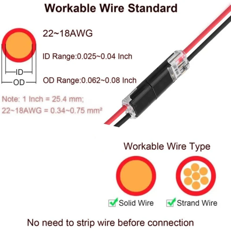 🔥🎄 Christmas Time Limited Offer -🔌2-Pin Solderless Wire Connector – Compact Plug for LED Strips & 18–22 AWG Cables - Image 4