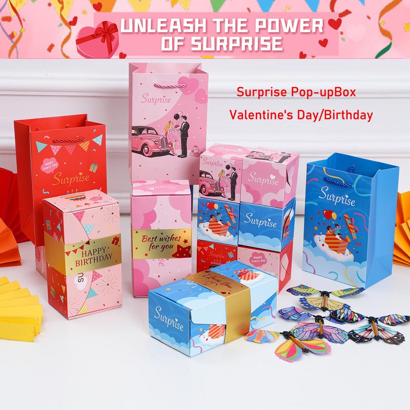 20 Bounces Surprise Gift Box with Flying Butterfly Toys Explosion Unique Folding Bouncing Red Envelope Cash Box