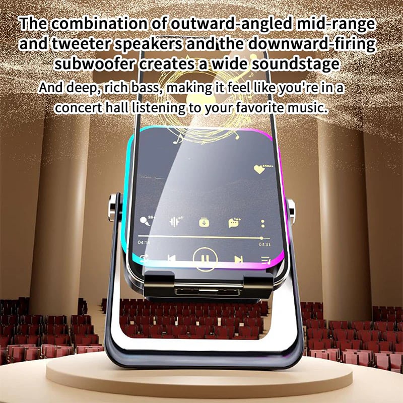 🎶📱  5-in-1 Wireless Induction Bluetooth Speaker with Adjustable Phone Stand - Image 10