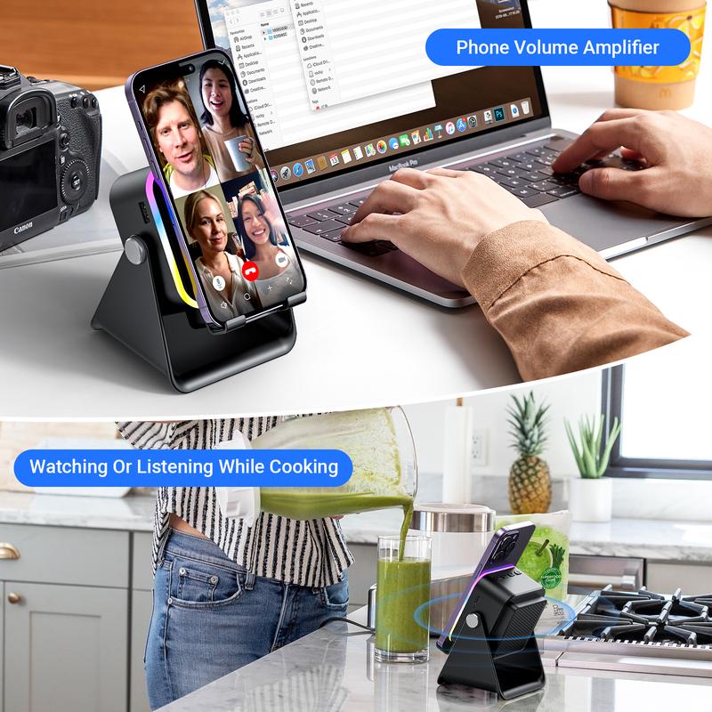 🎶📱  5-in-1 Wireless Induction Bluetooth Speaker with Adjustable Phone Stand - Image 7