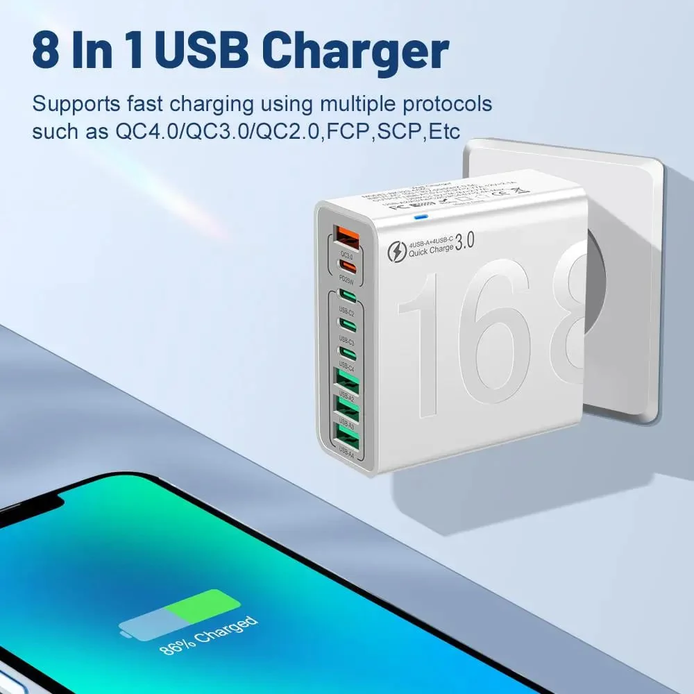 8-Port Smart USB-C & USB-A Fast Charging Hub for Phones & Tablets - Image 5