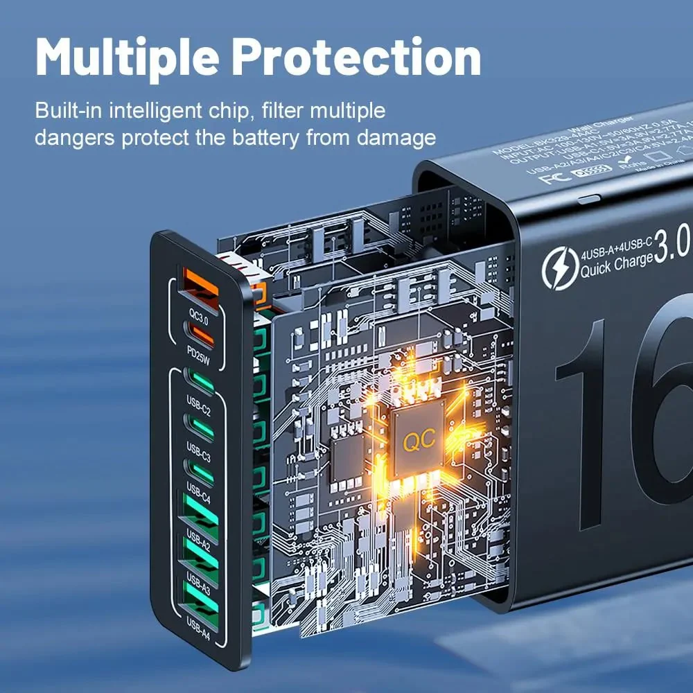 8-Port Smart USB-C & USB-A Fast Charging Hub for Phones & Tablets - Image 6