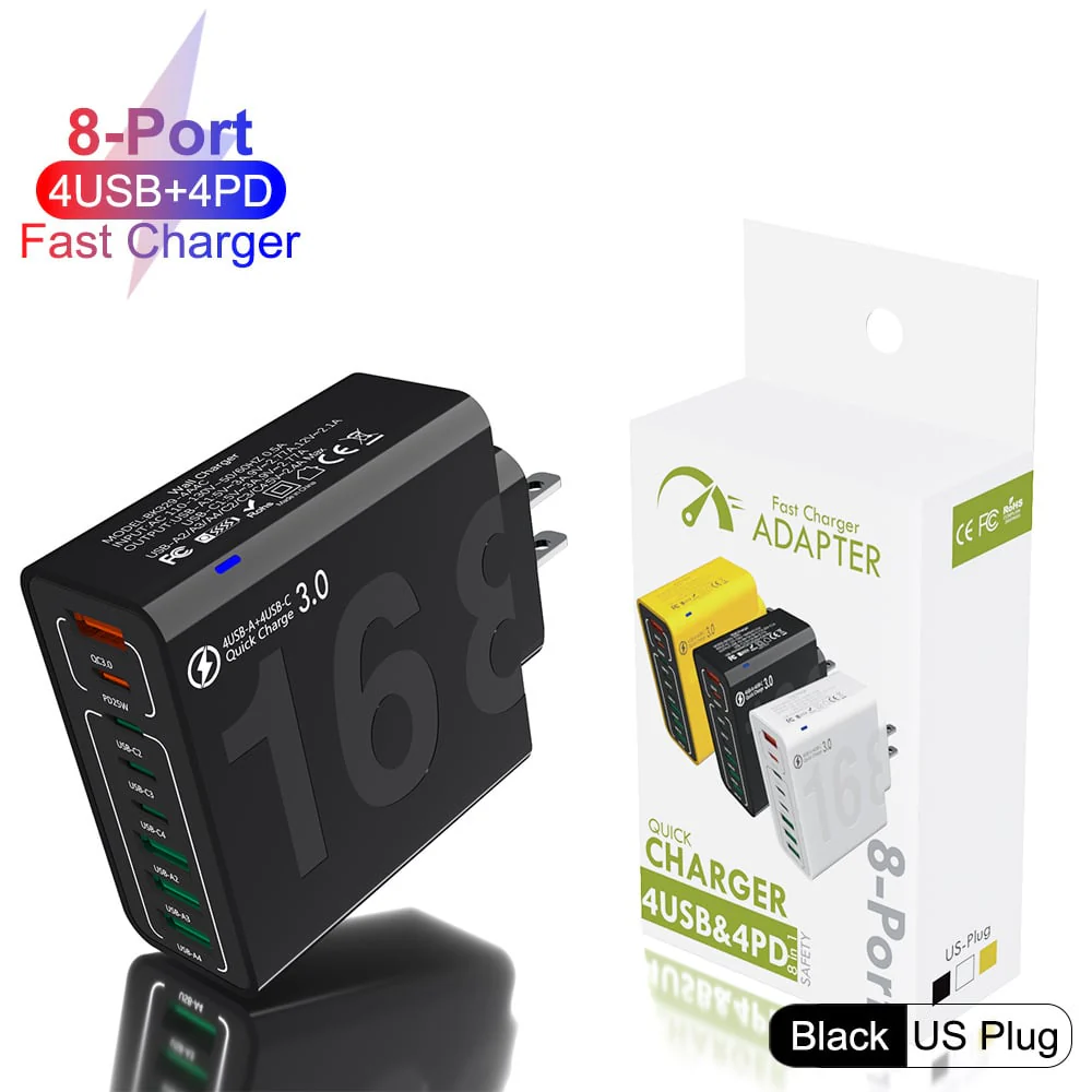 8-Port Smart USB-C & USB-A Fast Charging Hub for Phones & Tablets - Image 7
