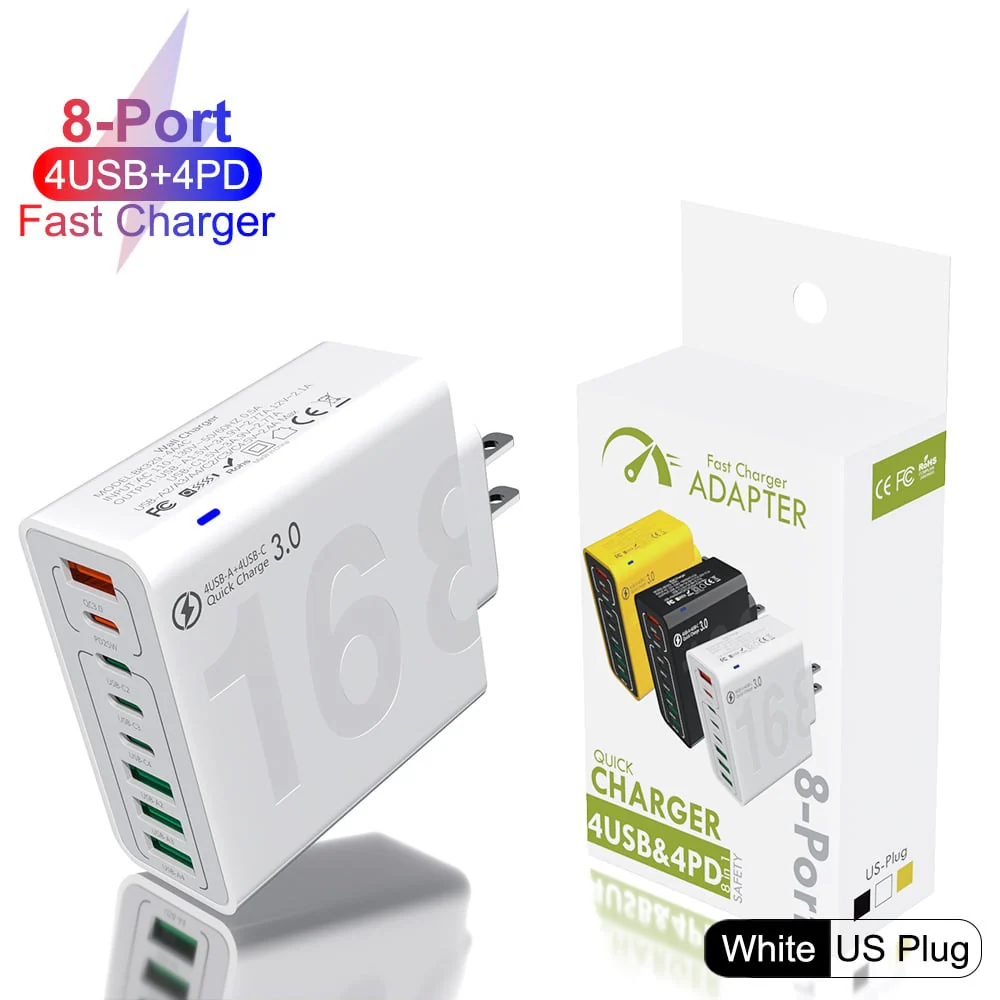 8-Port Smart USB-C & USB-A Fast Charging Hub for Phones & Tablets - Image 8