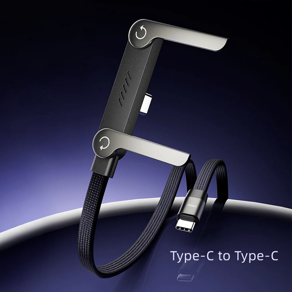 🔥📱240W Braided Fast Charge Cable With Built-in Phone Stand - Image 12