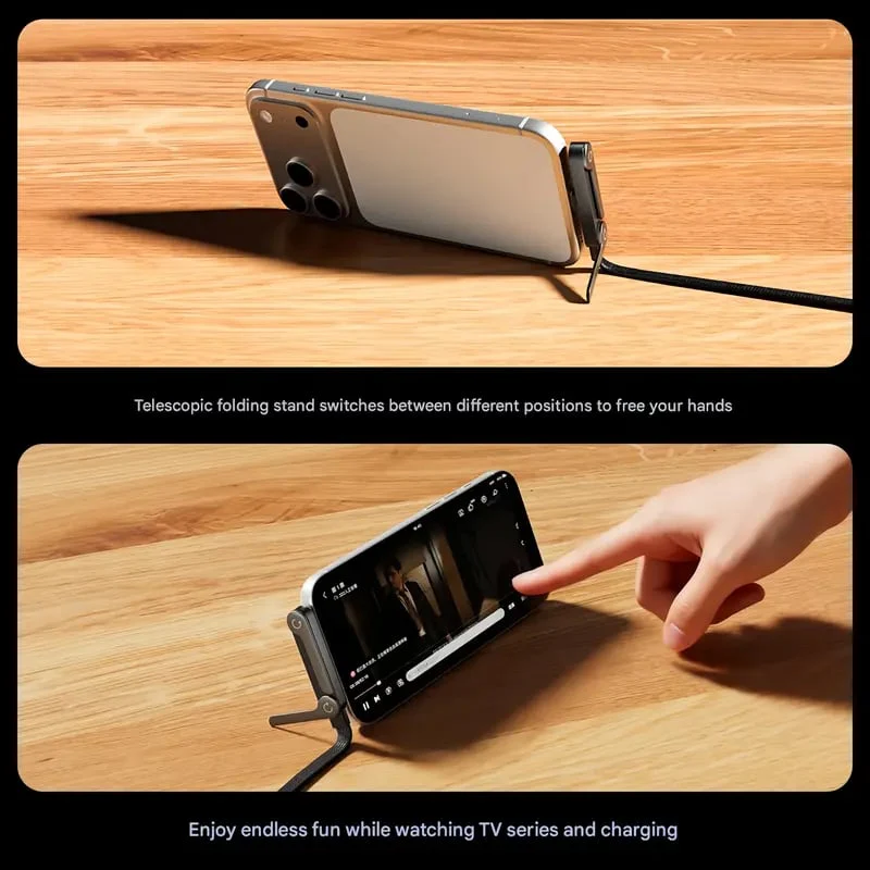 🔥📱240W Braided Fast Charge Cable With Built-in Phone Stand - Image 9