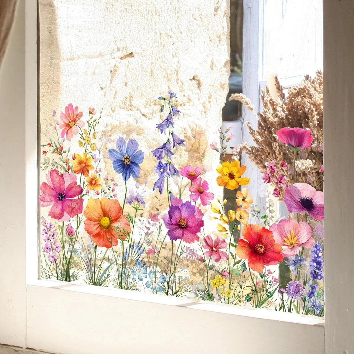 💐Colorful Floral Bouquet Window Sticker🖼️(Cut to size freely) - Image 2