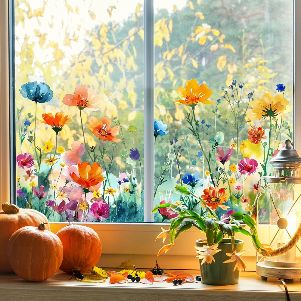💐Colorful Floral Bouquet Window Sticker🖼️(Cut to size freely) - Image 5