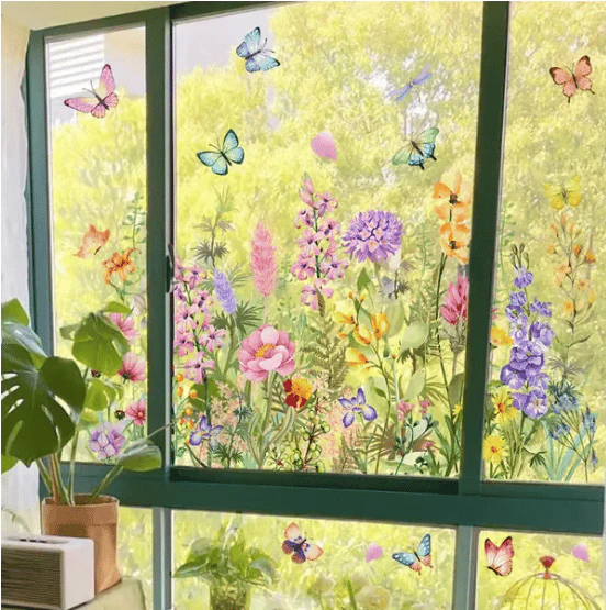 💐Colorful Floral Bouquet Window Sticker🖼️(Cut to size freely) - Image 9