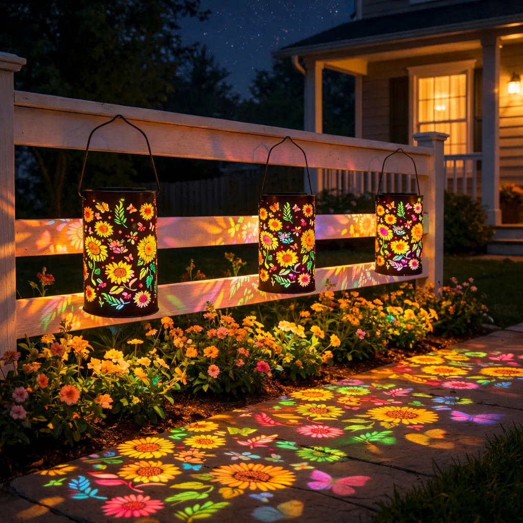 Colorful Sunflower Glow Solar Garden Lantern - Image 2