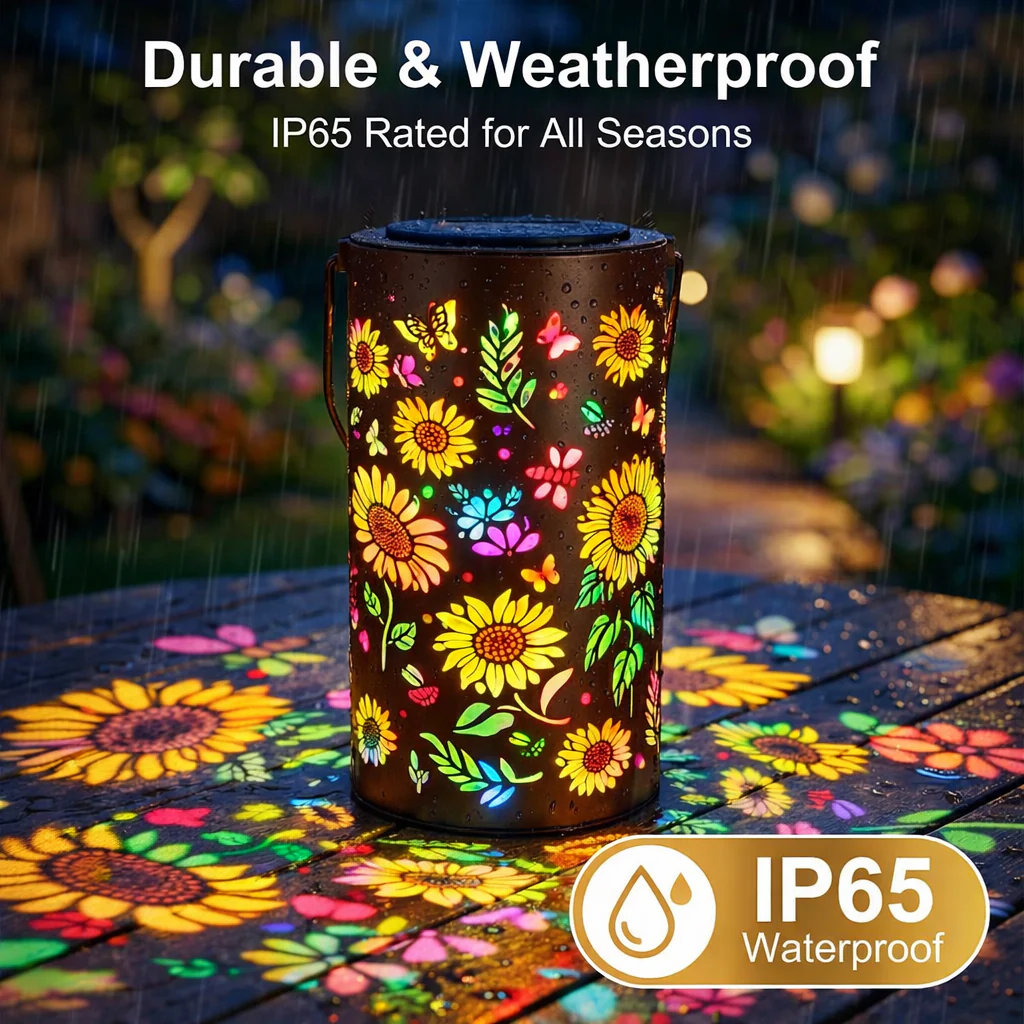 Colorful Sunflower Glow Solar Garden Lantern - Image 3