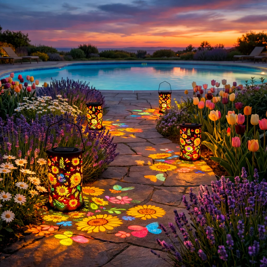 Colorful Sunflower Glow Solar Garden Lantern - Image 6