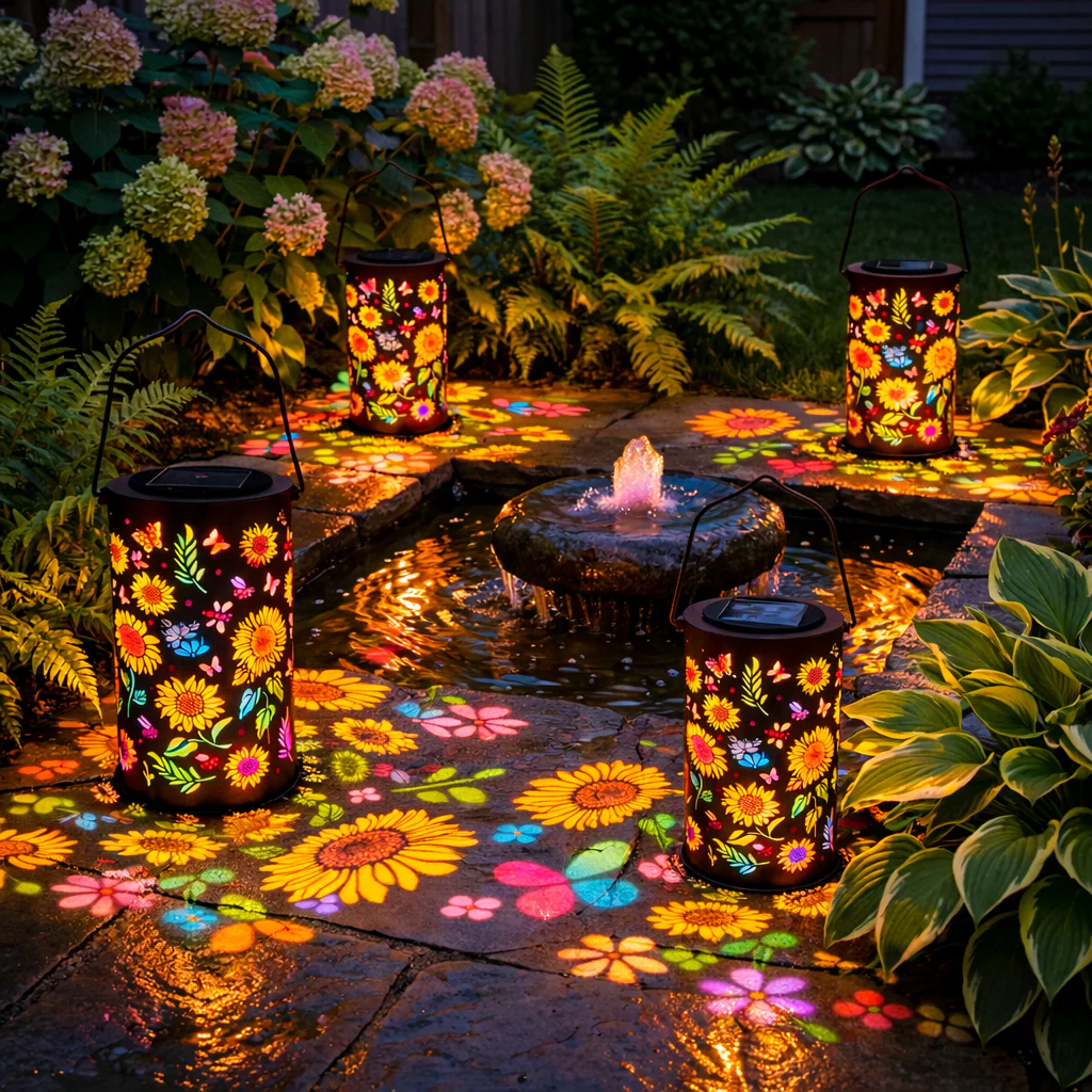 Colorful Sunflower Glow Solar Garden Lantern - Image 8