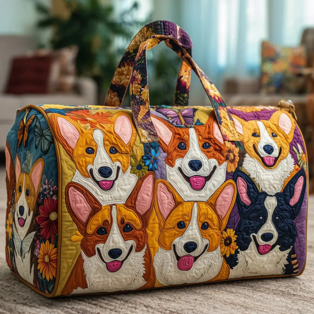 Corgi dog quilted travel bag