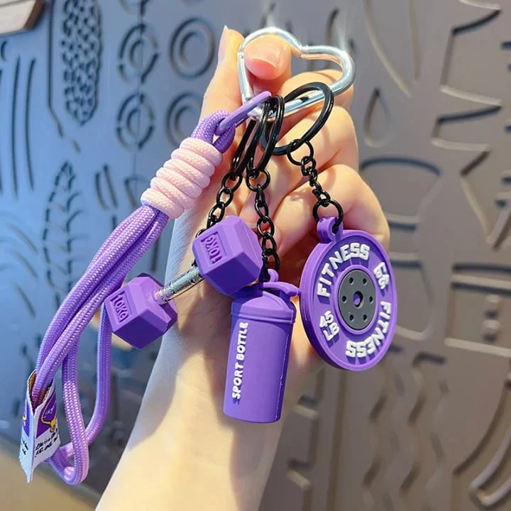 Creative Mini Gym Barbell Plate Keychain - Image 12