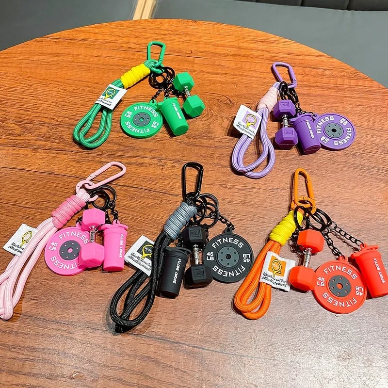 Creative Mini Gym Barbell Plate Keychain - Image 2