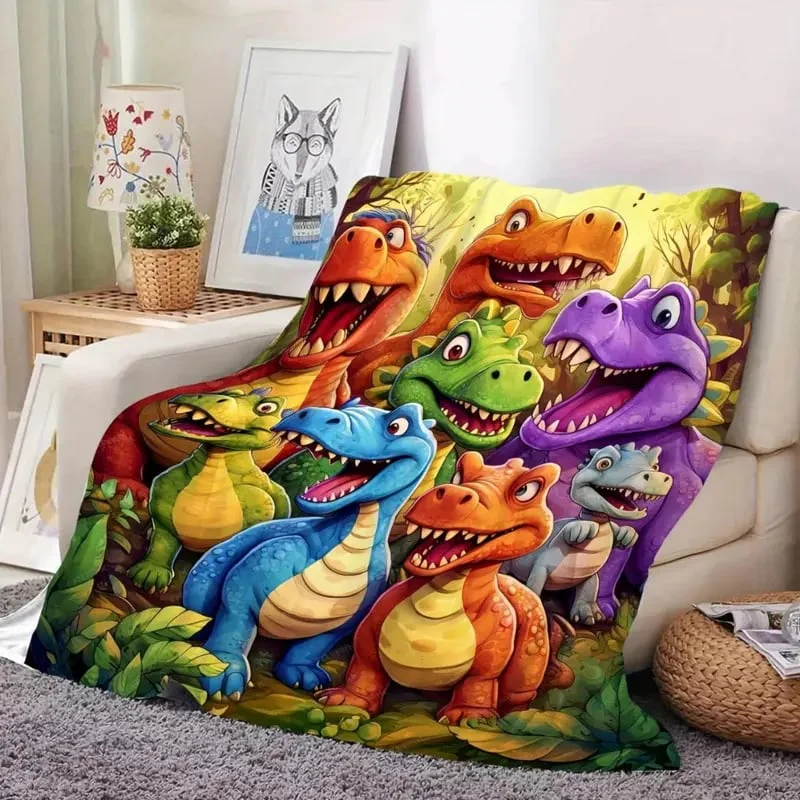 🎁Cute Smiling Dinosaurs HD Digital Print Flannel - Image 4