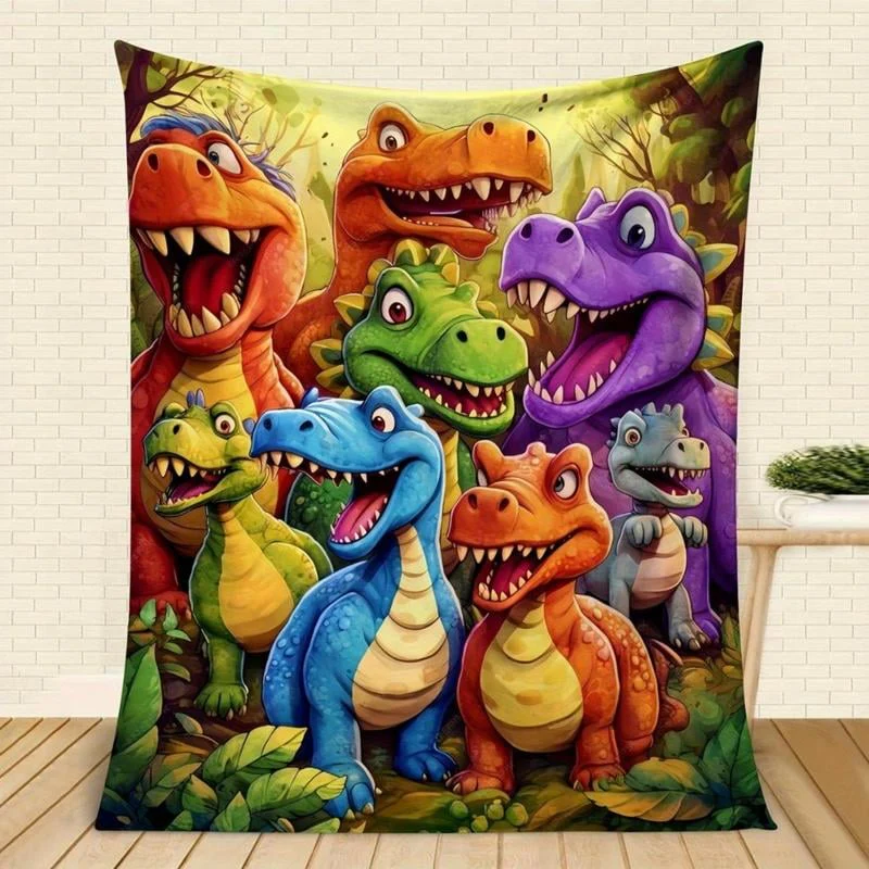 🎁Cute Smiling Dinosaurs HD Digital Print Flannel - Image 6