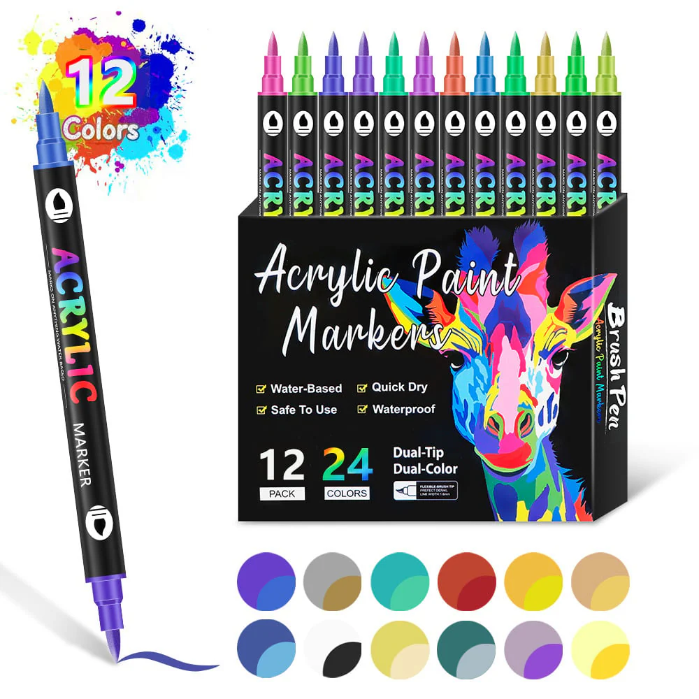 Dual Tip Acrylic Paint Pen Marker - 24/48/72/120 Colors - Image 8