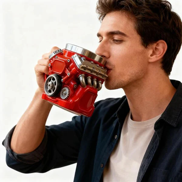 🔥🌟Engine-themed coffee mug, realistic V8 engine stainless steel mug - Image 3