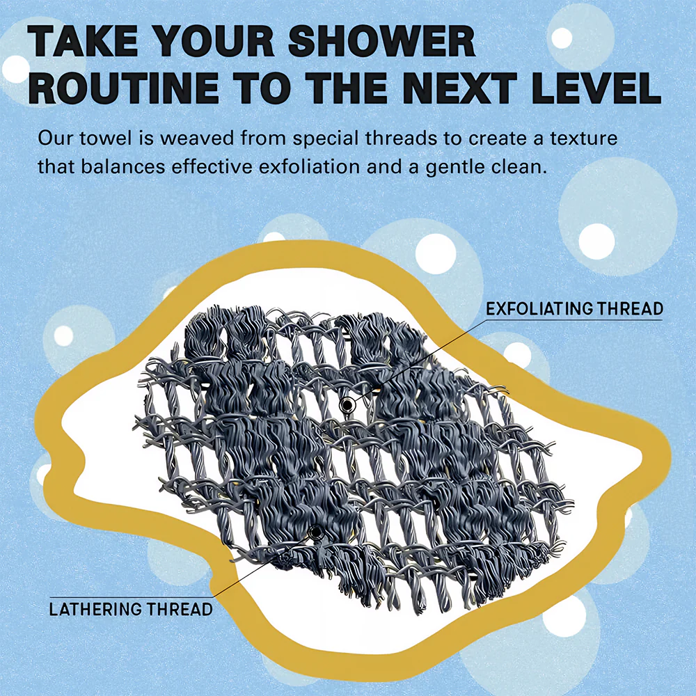 Tiktrove Exfoliating Antibacterial Shower Towel - Image 5