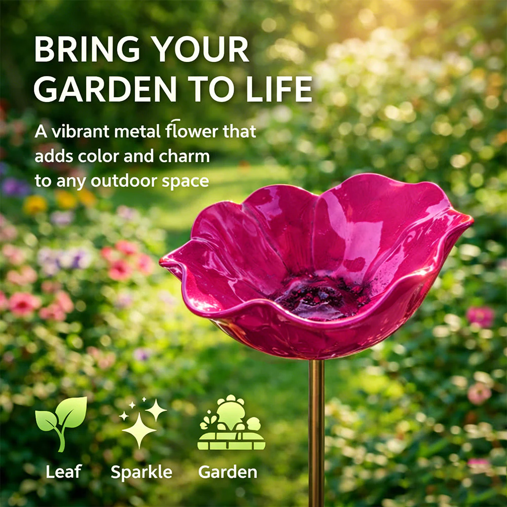 🐦 Handmade Metal Flower Garden Stake – Bird Bath & Outdoor Decor for Nature Lovers 🌸 - Image 22