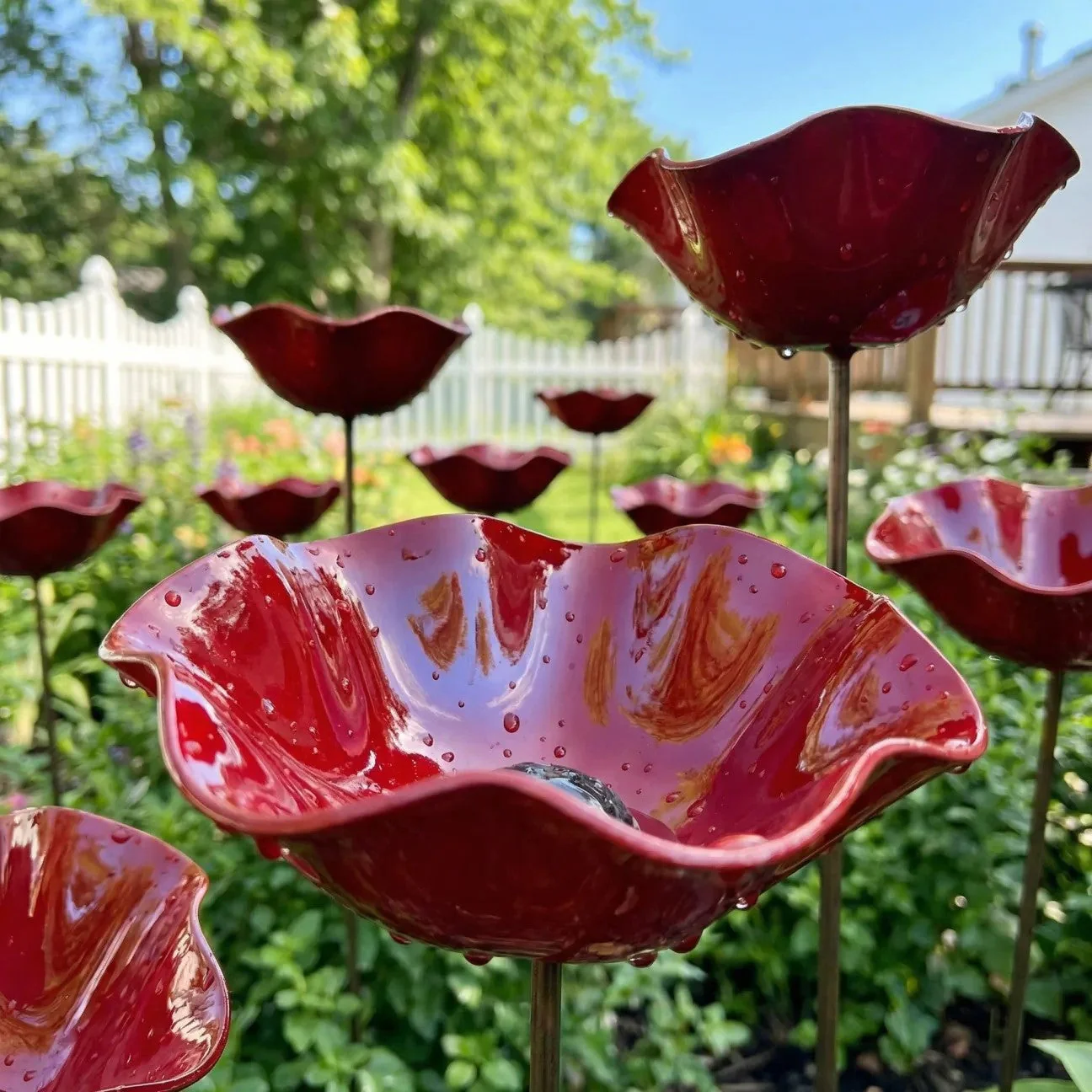 🐦 Handmade Metal Flower Garden Stake – Bird Bath & Outdoor Decor for Nature Lovers 🌸 - Image 8