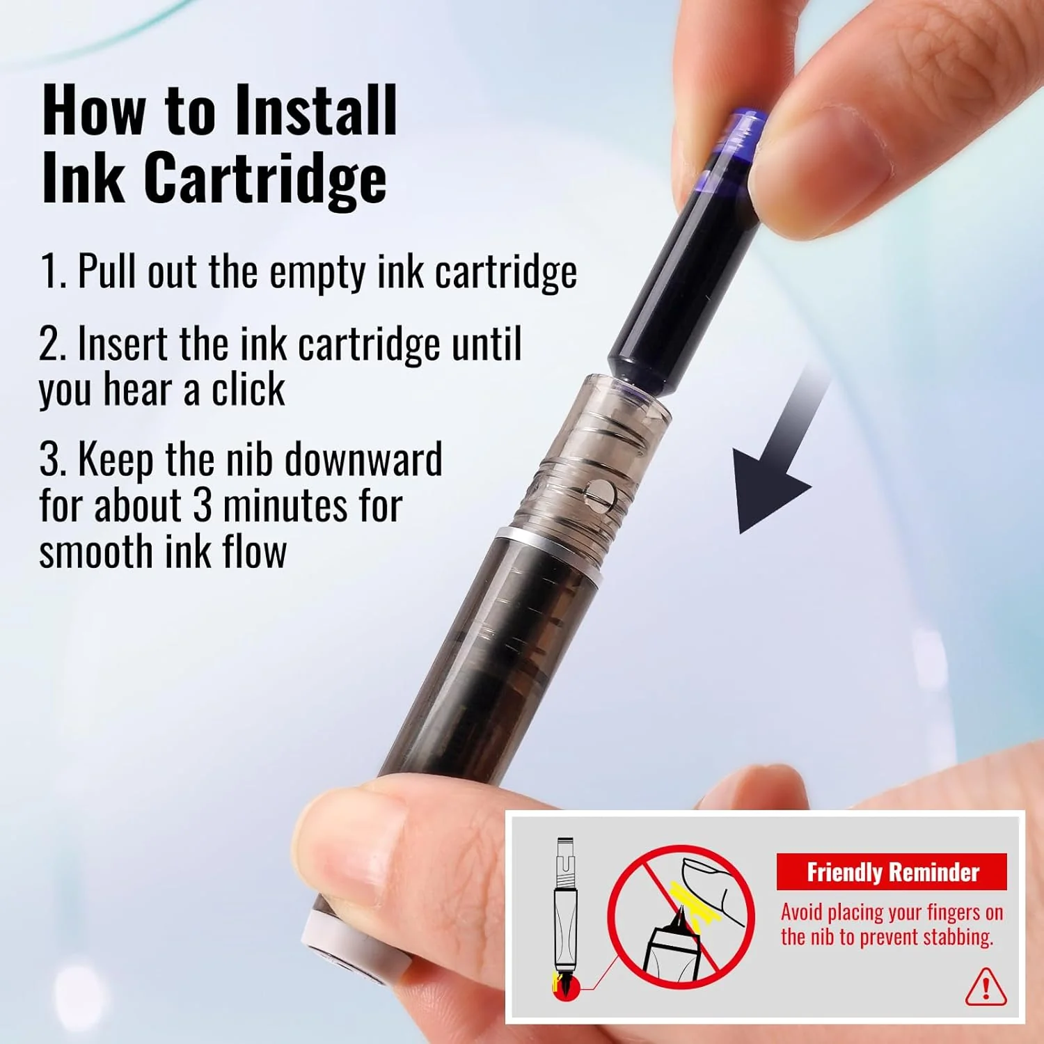 Fountain Pen Retractable:0.38mm Blue&Black - Image 5