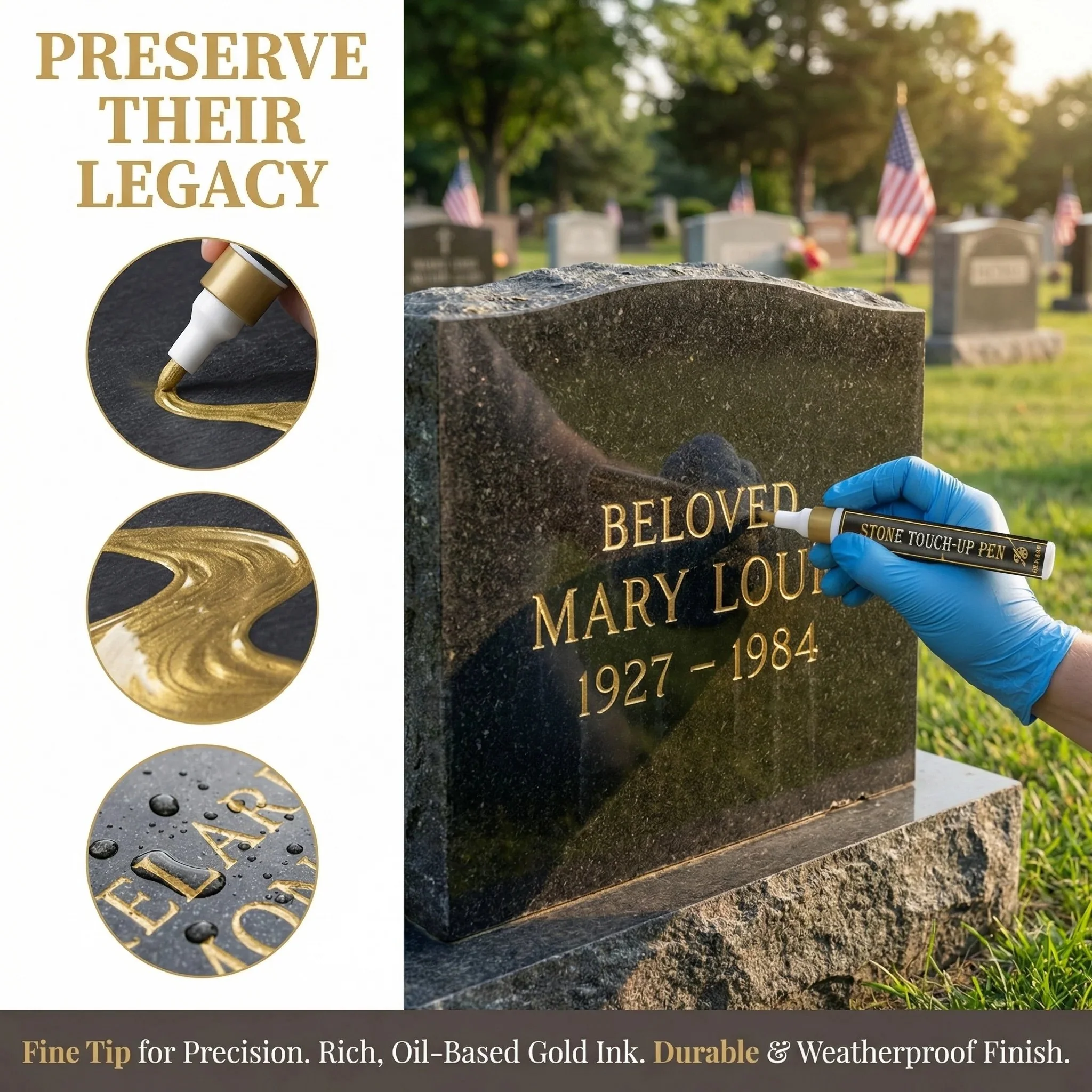 🐦Golden Tombstone Marker Pen for Restoring Faded Grave Inscriptions - Image 5