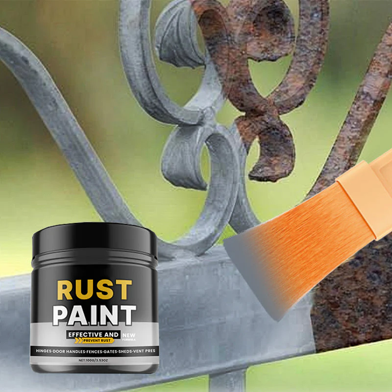 Gray Waterproof, UV-Resistant, Wear-Resistant Anti-Rust Paint with Brush - Image 3
