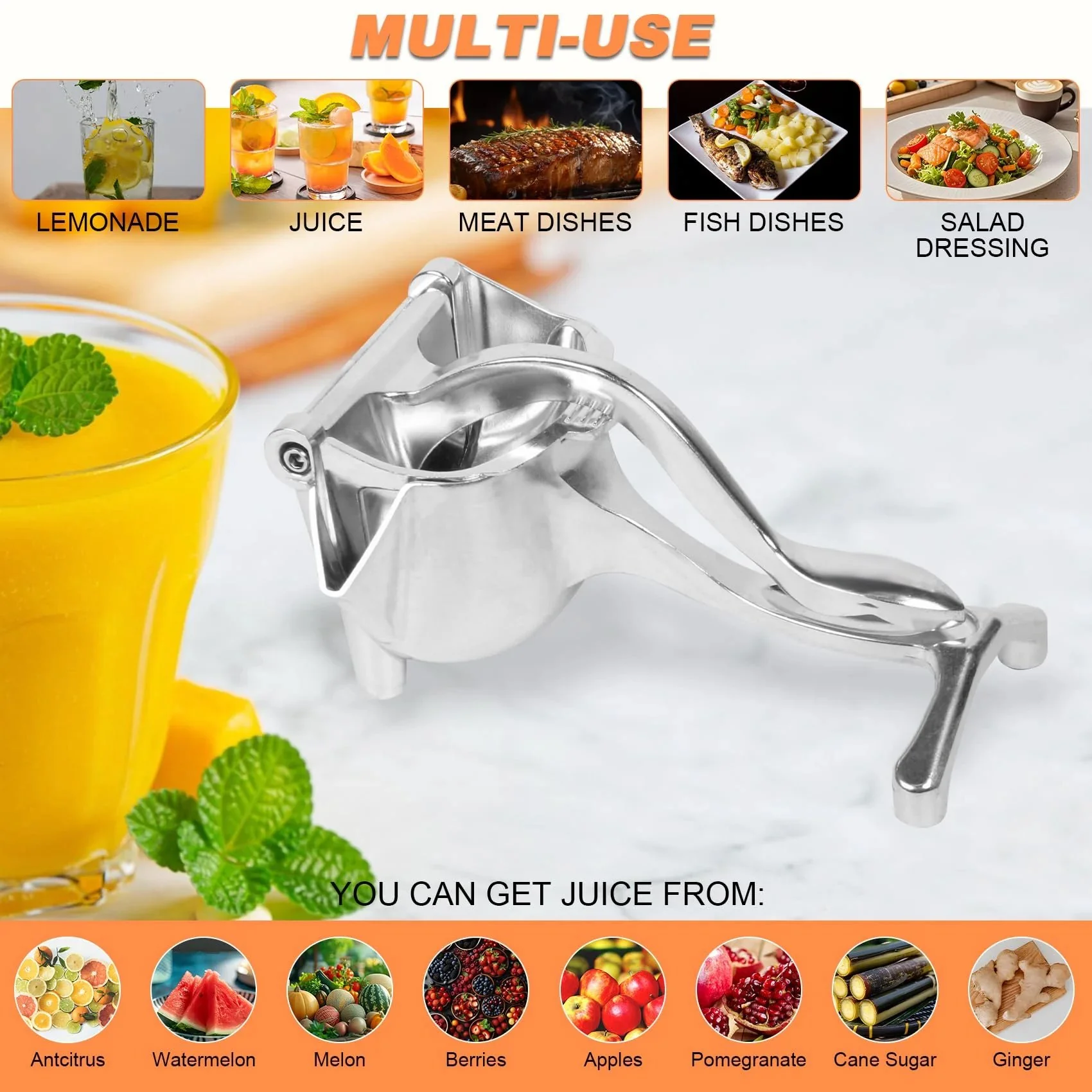 Hand Juicer Squeezer- Aluminum Manual Press Juicer🍹 - Image 2
