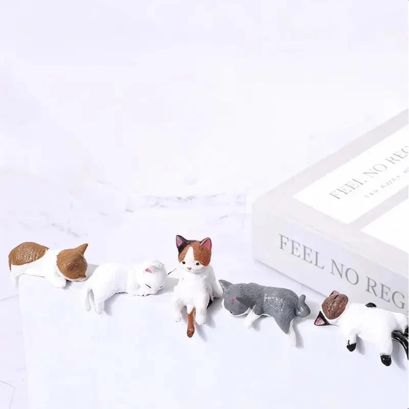 ⏰🔥 Hand-Painted Mini Cat Desk Figurines 😺 Set of 5 Cute Cartoon Kitty Companions - Image 11