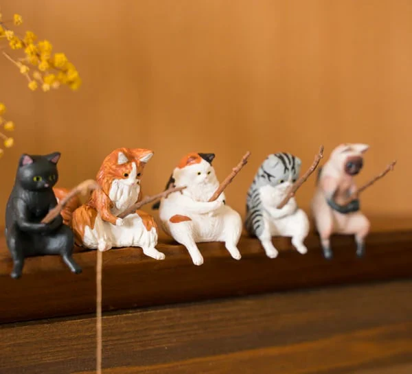 ⏰🔥 Hand-Painted Mini Cat Desk Figurines 😺 Set of 5 Cute Cartoon Kitty Companions - Image 15