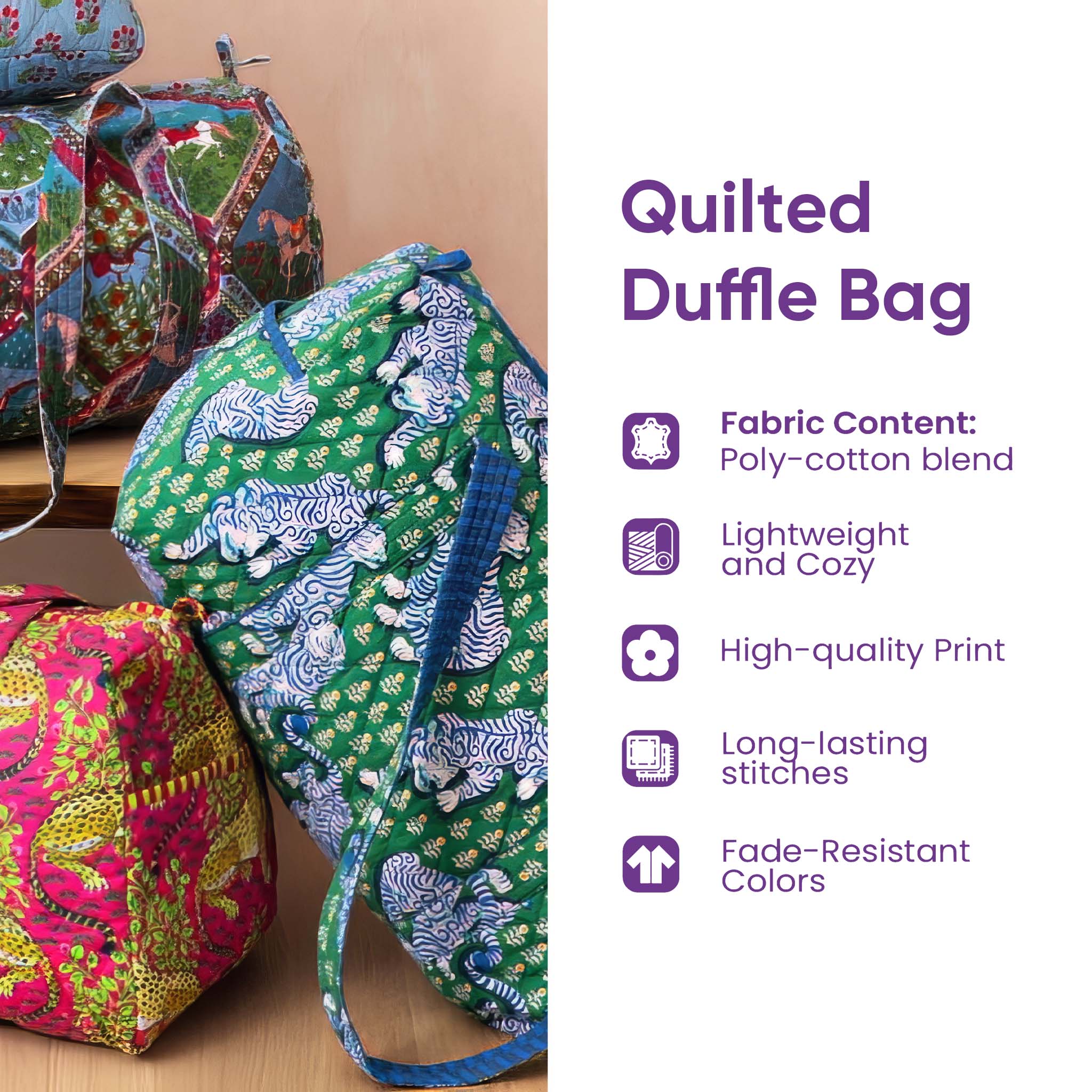 Hippie Journey Quilted Duffle Bag - Image 6
