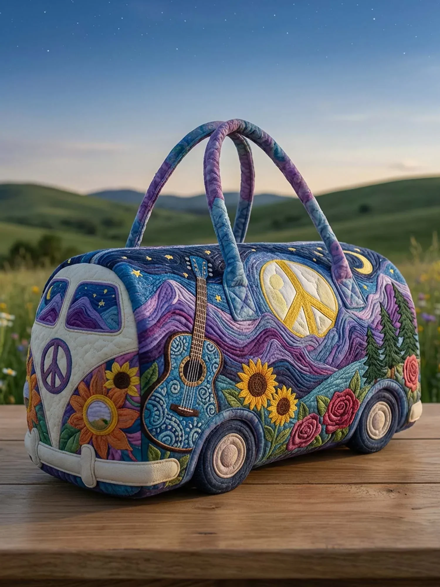 Hippie Music Quilted Travel Bag