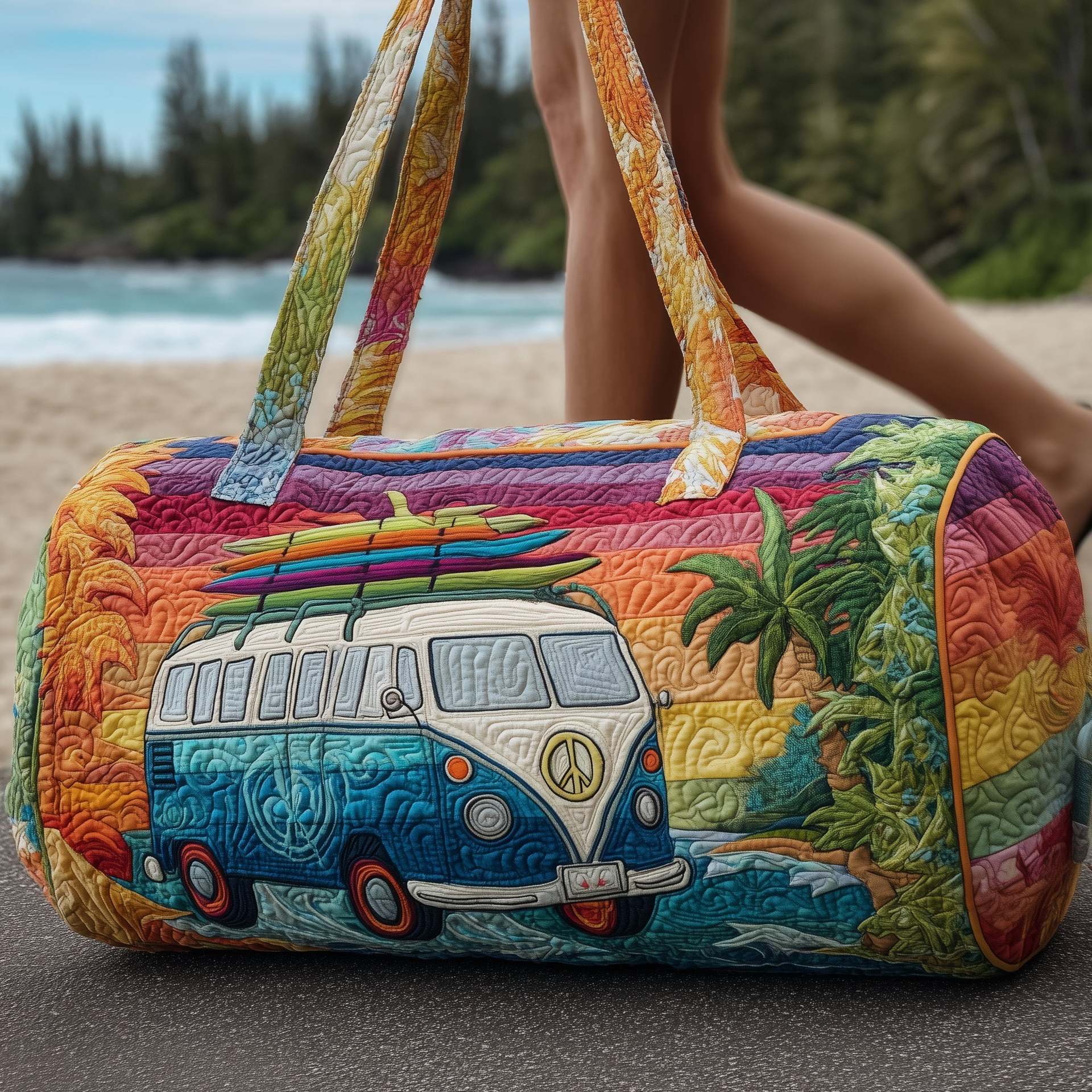 Hippie Van Quilted Duffle Bag
