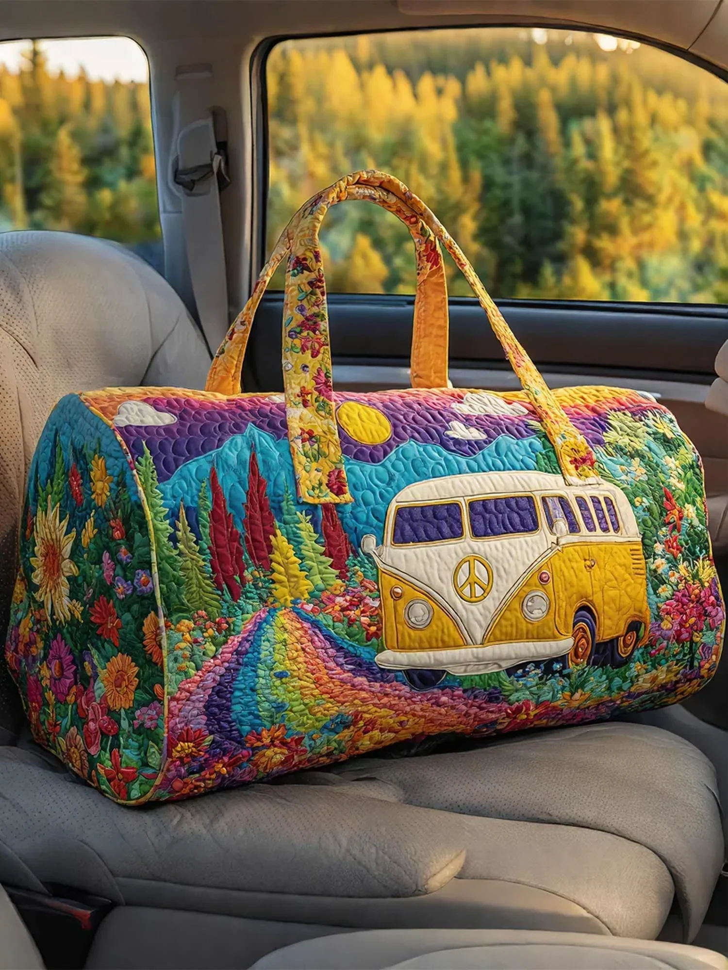 Hippie Van Quilted Duffle Bag