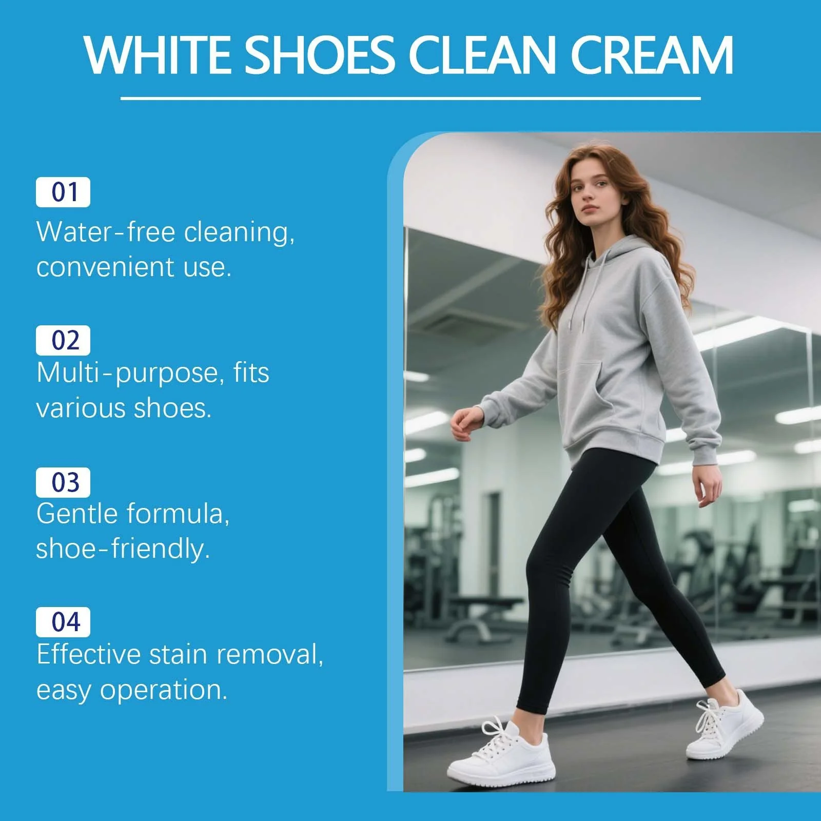 White Shoe Cleaner Cream  |   Multipurpose No-Wash Solid Comes with Sponge - Image 2