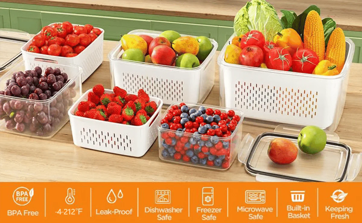 💖Household transparent plastic food storage box-Including drain basket💧 - Image 10