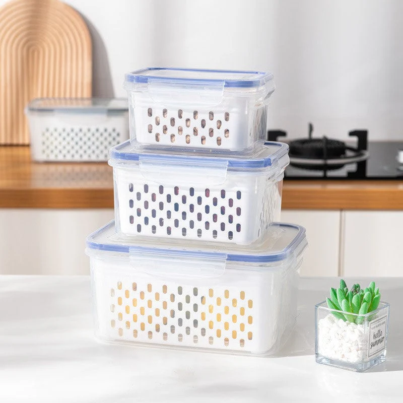 💖Household transparent plastic food storage box-Including drain basket💧 - Image 8