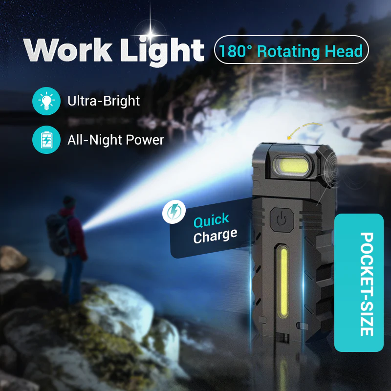 💎 💎 180° Rotating Head LED Work Light – Dual Beam, Magnetic Base & USB-C Rechargeable