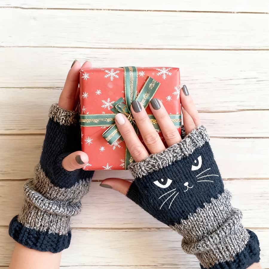 🎁🐱Knitted Fingerless Gloves🧶 - Image 4