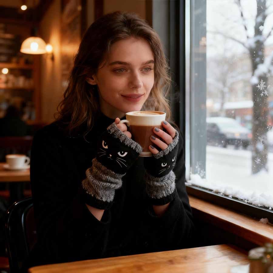 🎁🐱Knitted Fingerless Gloves🧶 - Image 5
