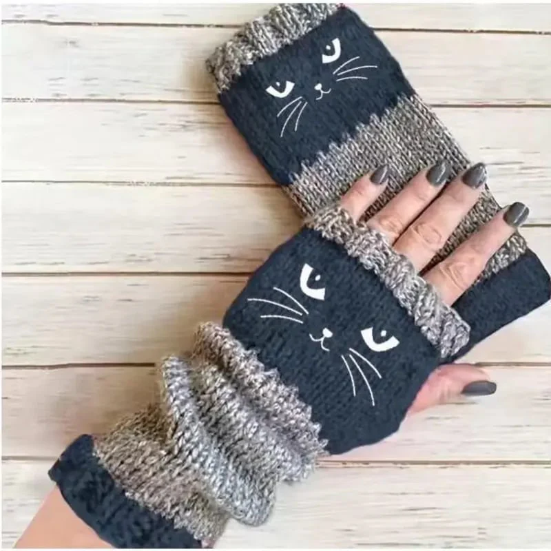 🎁🐱Knitted Fingerless Gloves🧶 - Image 7