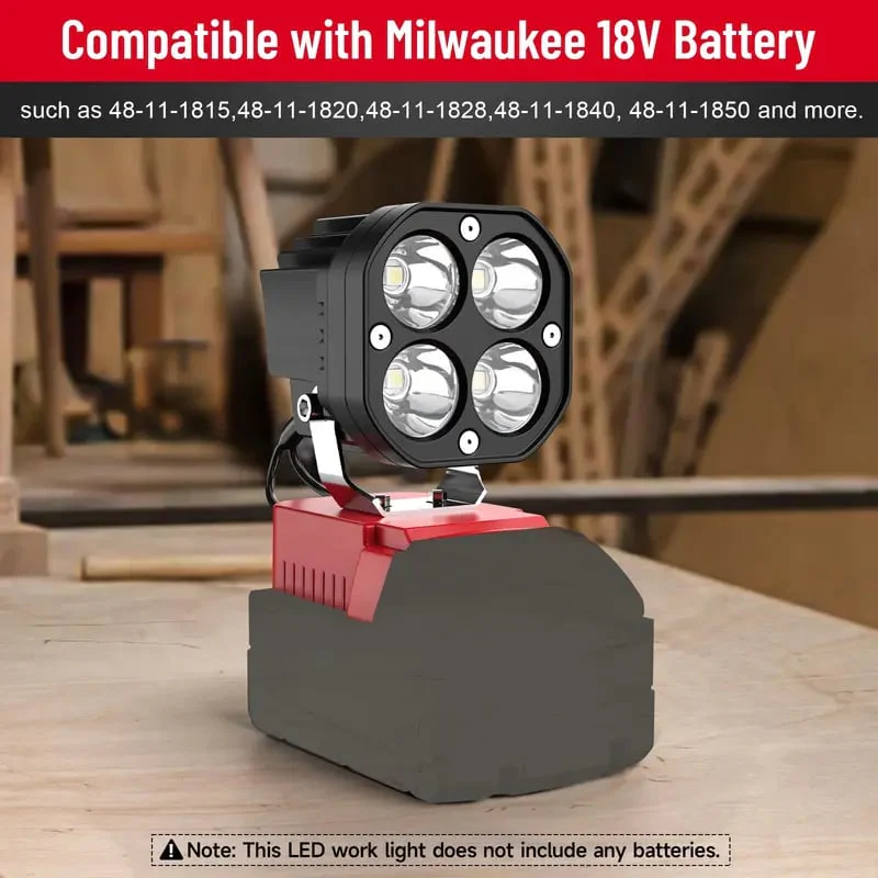LED Work Light Compatible with Milwaukee 18V Battery - Image 2