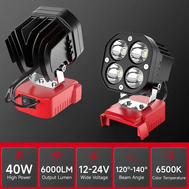 LED Work Light Compatible with Milwaukee 18V Battery - Image 3