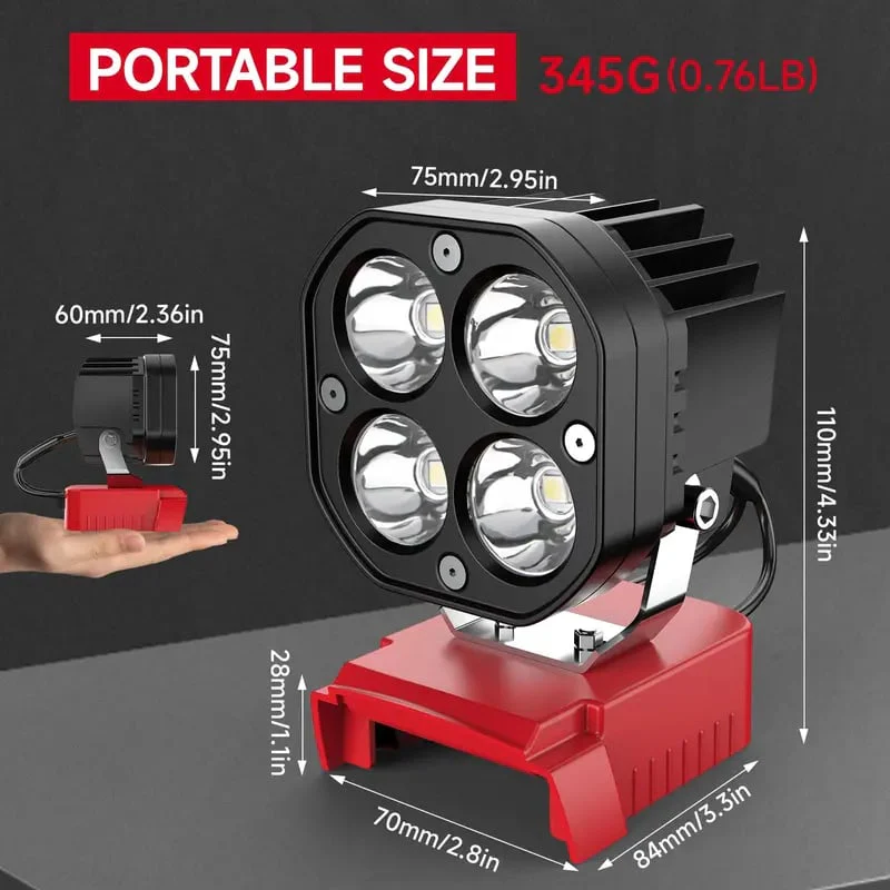 LED Work Light Compatible with Milwaukee 18V Battery - Image 7