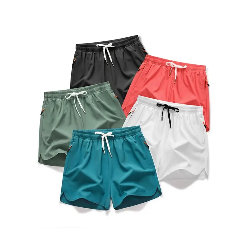 🔥5-piece set Men's Drawstring Zipper Pocket Shorts, Casual ElasticWaist Beach Shorts for Summer - Image 5