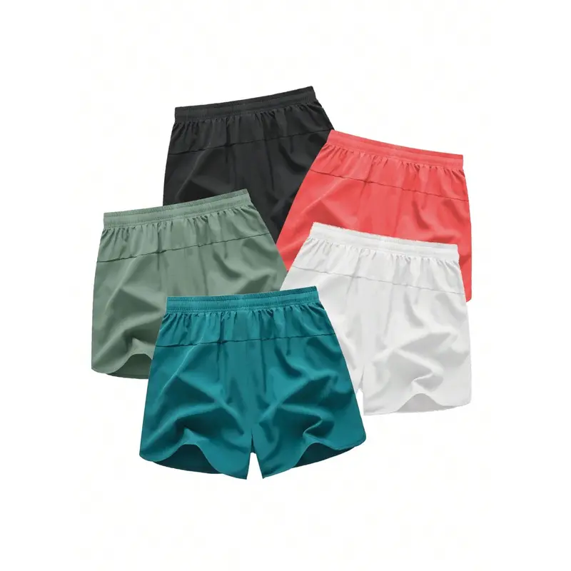 🔥5-piece set Men's Drawstring Zipper Pocket Shorts, Casual ElasticWaist Beach Shorts for Summer - Image 6