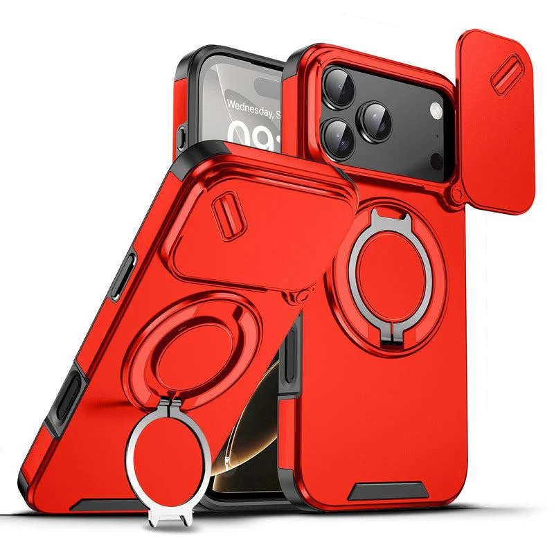 Military-Grade Shockproof Magnetic Case with Camera Slide & 360° Kickstand Ring - Image 13